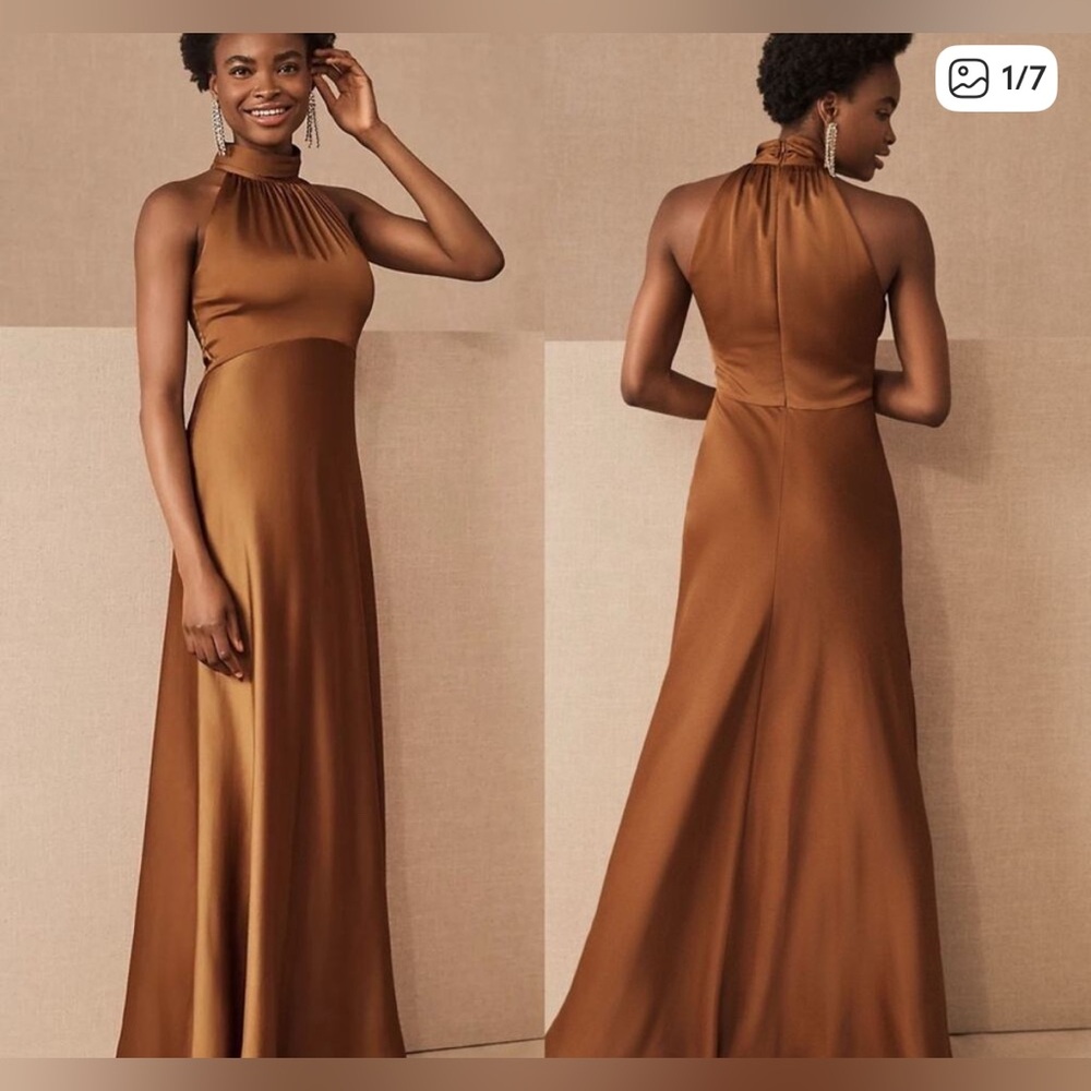 BHLDN Cortland Esme Charmeuse Formal Satin Gown Sz‎ 16 in Cinnamon NEW